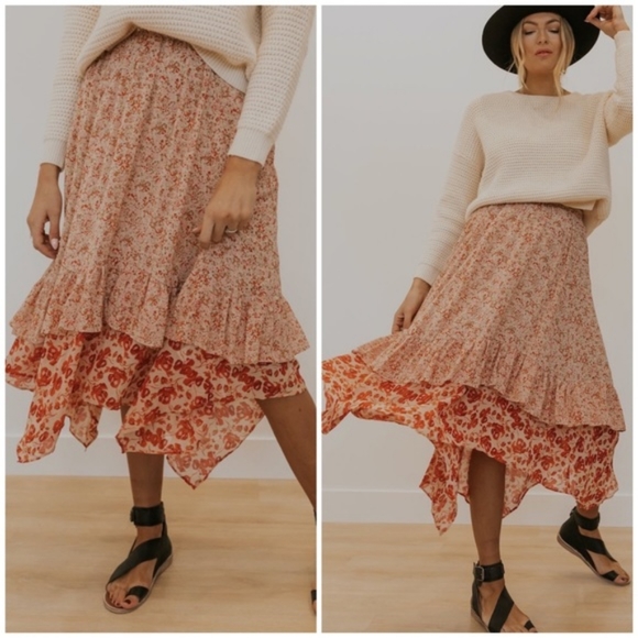 Free People Zuma Drippy Boho Mid Skirt Size 8 NWT - Picture 7 of 11